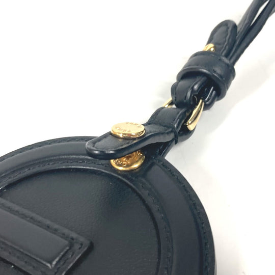 FENDI Card Case leather black Bag charm FF logo unisex(Unisex) Used Authentic