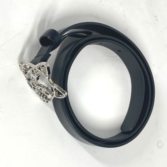 CHANEL belt leather black 16K Cat cat Women 80 Used Authentic