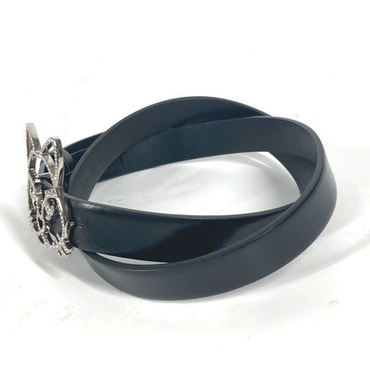 CHANEL belt leather black 16K Cat cat Women 80 Used Authentic