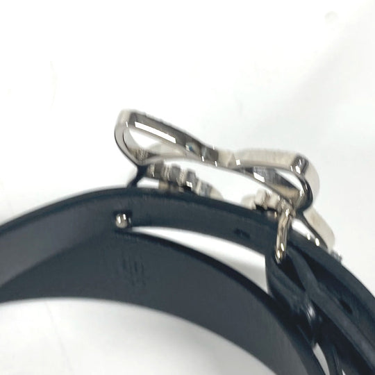 CHANEL belt leather black 16K Cat cat Women 80 Used Authentic