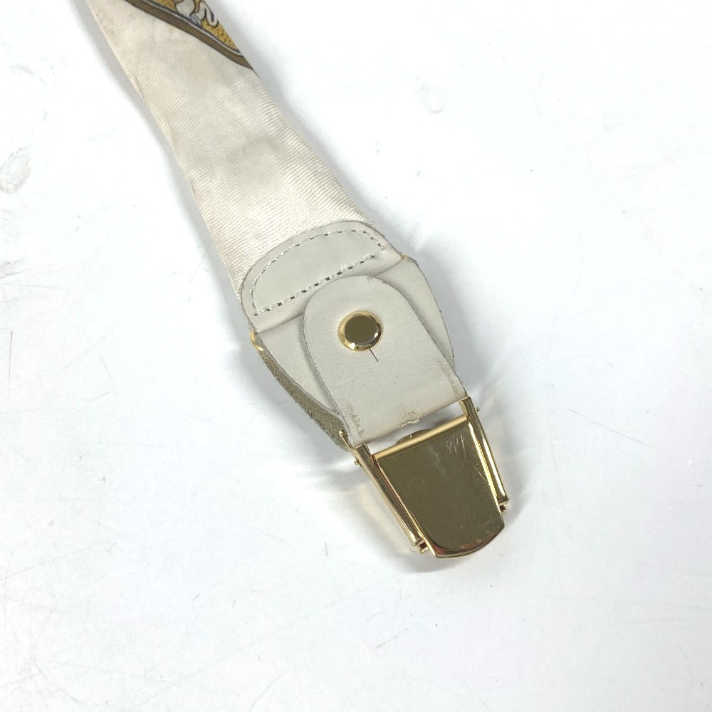 HERMES suspenders silk white vintage Overall handle Women Used Authentic