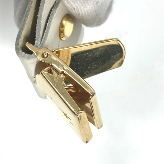 HERMES suspenders silk white vintage Overall handle Women Used Authentic
