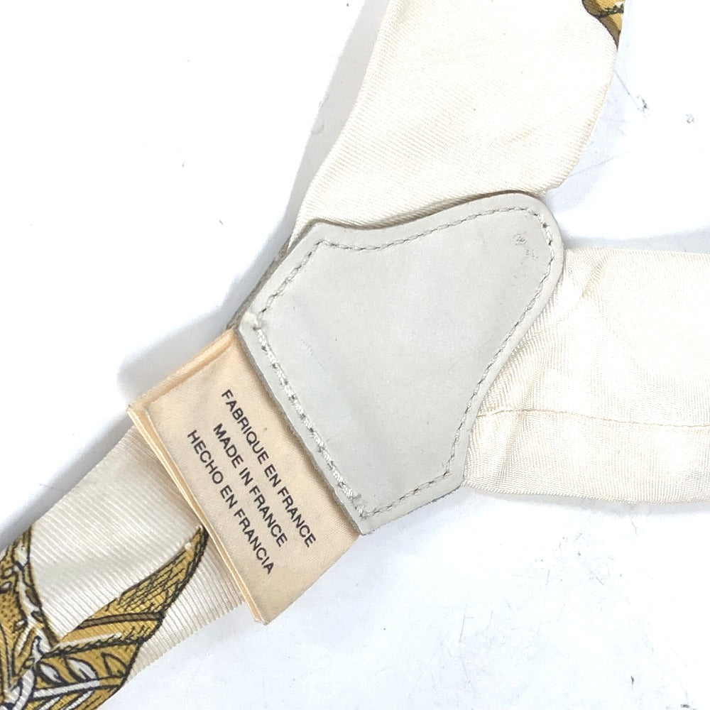 HERMES suspenders silk white vintage Overall handle Women Used Authentic