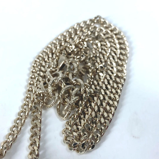CHANEL Necklace metal gold 22C CC COCO Mark Rhinestone Lipstick Women Used Authentic