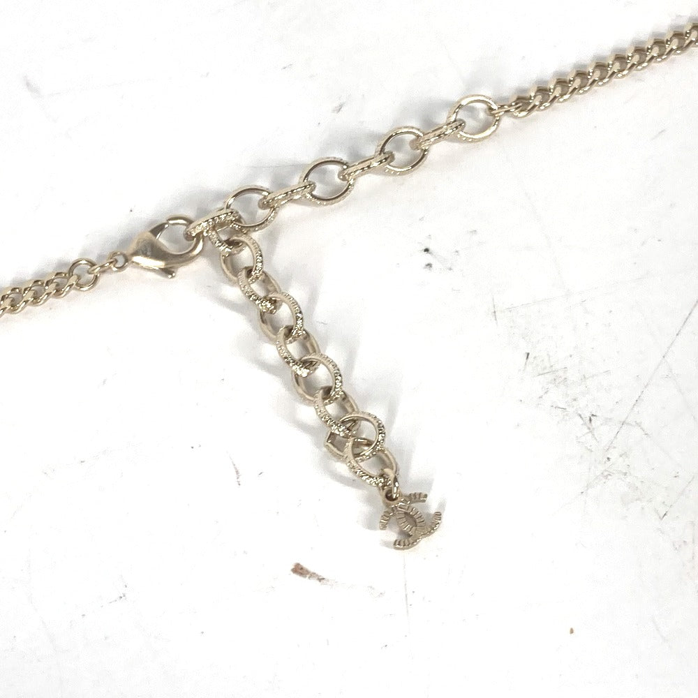 CHANEL Necklace metal gold 22C CC COCO Mark Rhinestone Lipstick Women Used Authentic