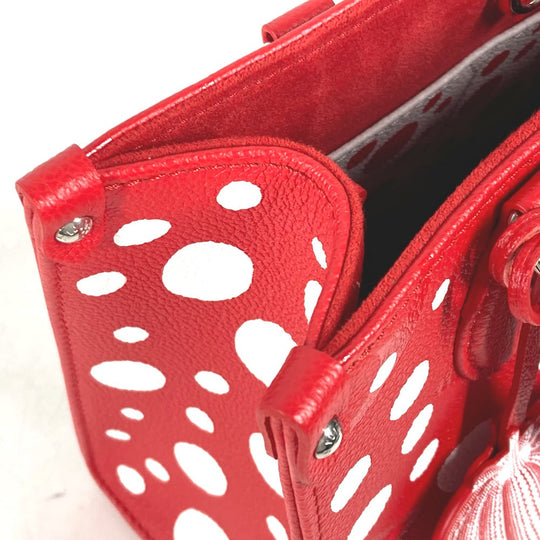 LOUIS VUITTON Handbag M46412 Monogram Ann Platt Leather Red Kusama Yayoi Collaboration LV x YK On the Go PM Women Used Authentic