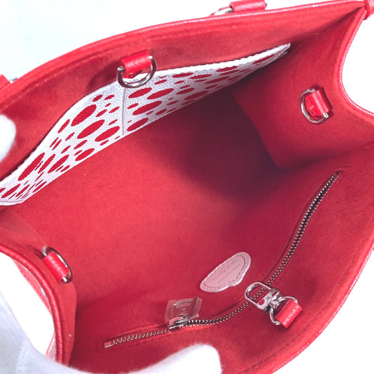 LOUIS VUITTON Handbag M46412 Monogram Ann Platt Leather Red Kusama Yayoi Collaboration LV x YK On the Go PM Women Used Authentic