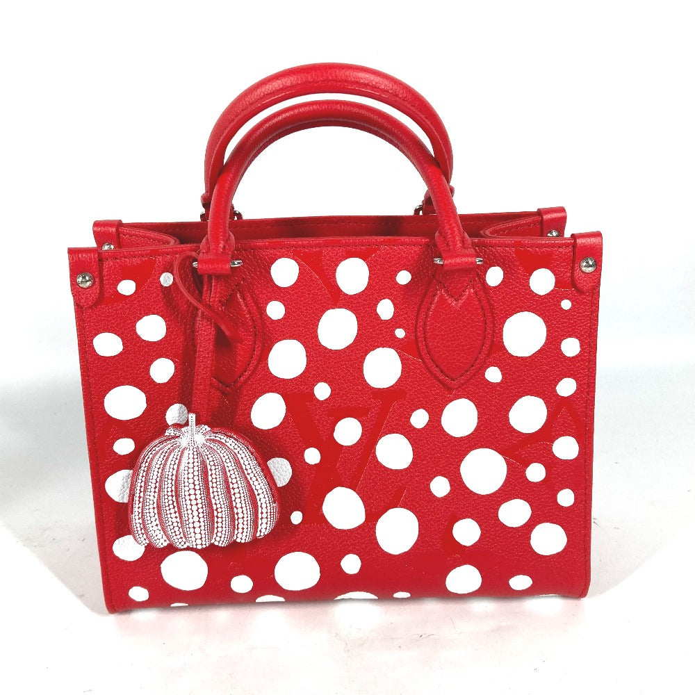 LOUIS VUITTON Handbag M46412 Monogram Ann Platt Leather Red Kusama Yayoi Collaboration LV x YK On the Go PM Women Used Authentic