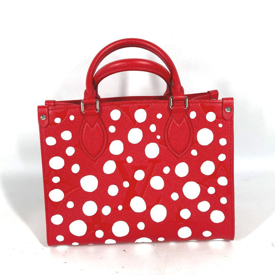 LOUIS VUITTON Handbag M46412 Monogram Ann Platt Leather Red Kusama Yayoi Collaboration LV x YK On the Go PM Women Used Authentic