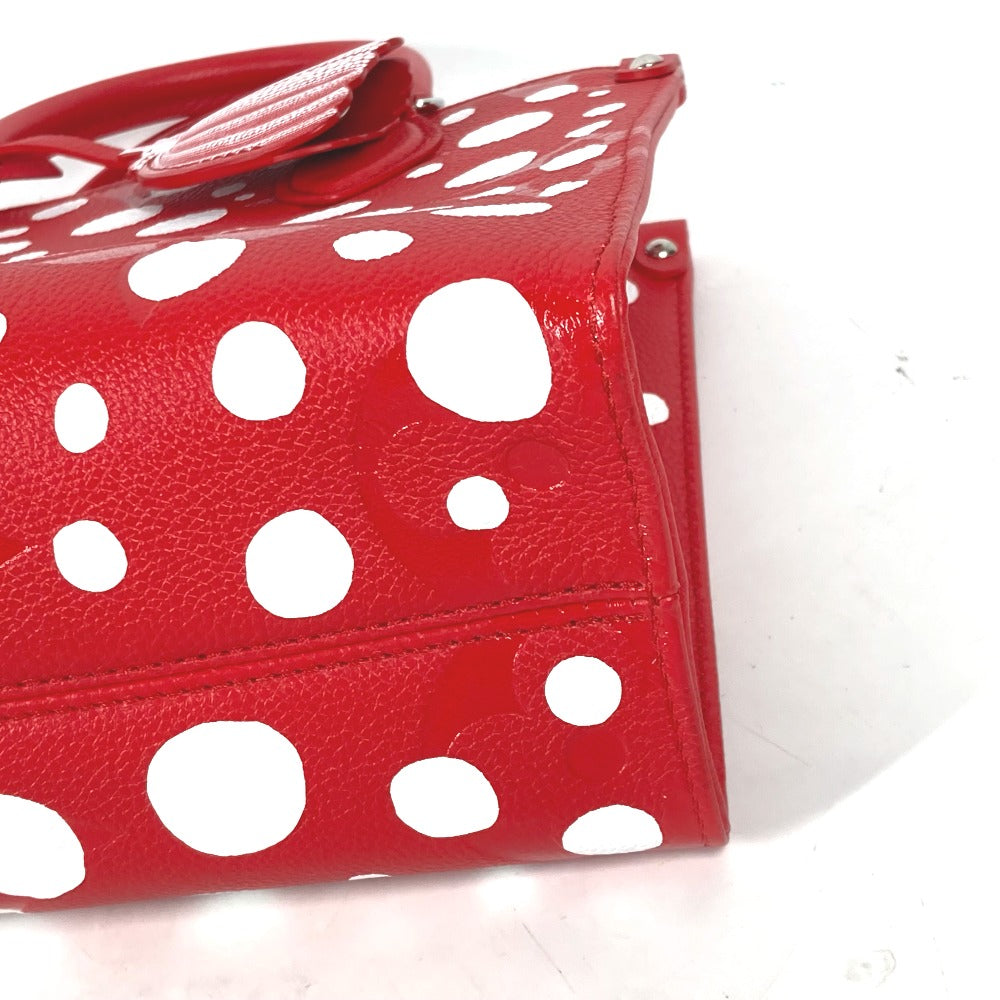 LOUIS VUITTON Handbag M46412 Monogram Ann Platt Leather Red Kusama Yayoi Collaboration LV x YK On the Go PM Women Used Authentic