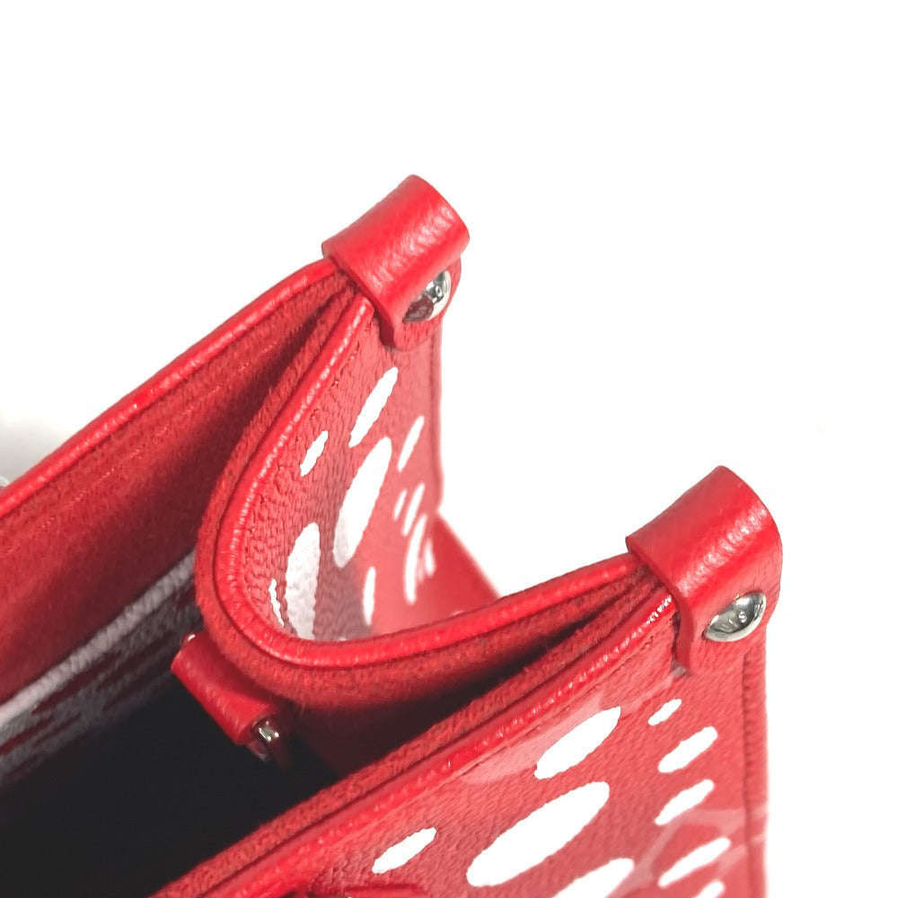 LOUIS VUITTON Handbag M46412 Monogram Ann Platt Leather Red Kusama Yayoi Collaboration LV x YK On the Go PM Women Used Authentic