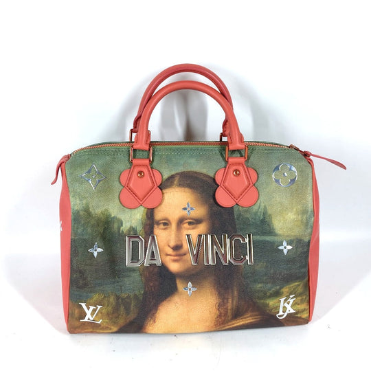 LOUIS VUITTON Handbag M43372 Leather / PVC pink Masters collection Speedy 30 Mona Lisa Women Used Authentic