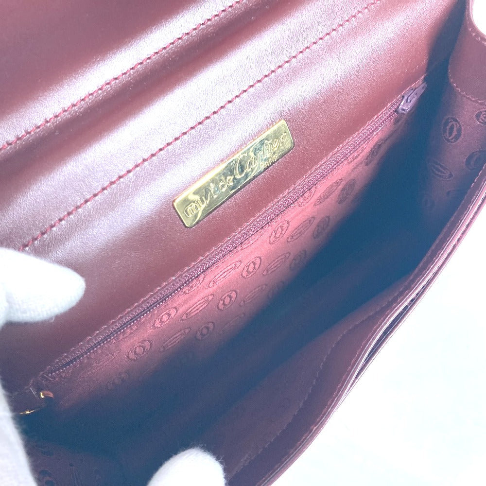 CARTIER Clutch bag leather Bordeaux logo bag Must Line unisex(Unisex) Used Authentic