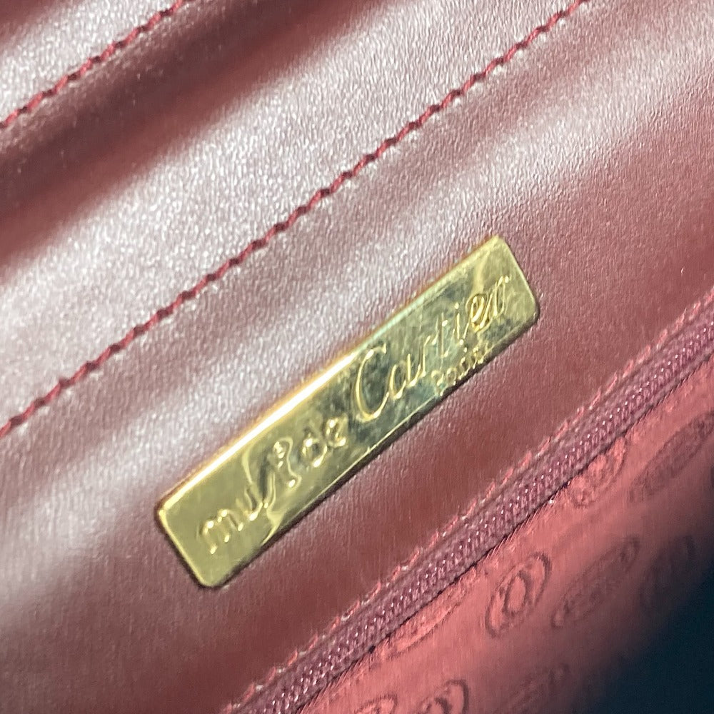 CARTIER Clutch bag leather Bordeaux logo bag Must Line unisex(Unisex) Used Authentic