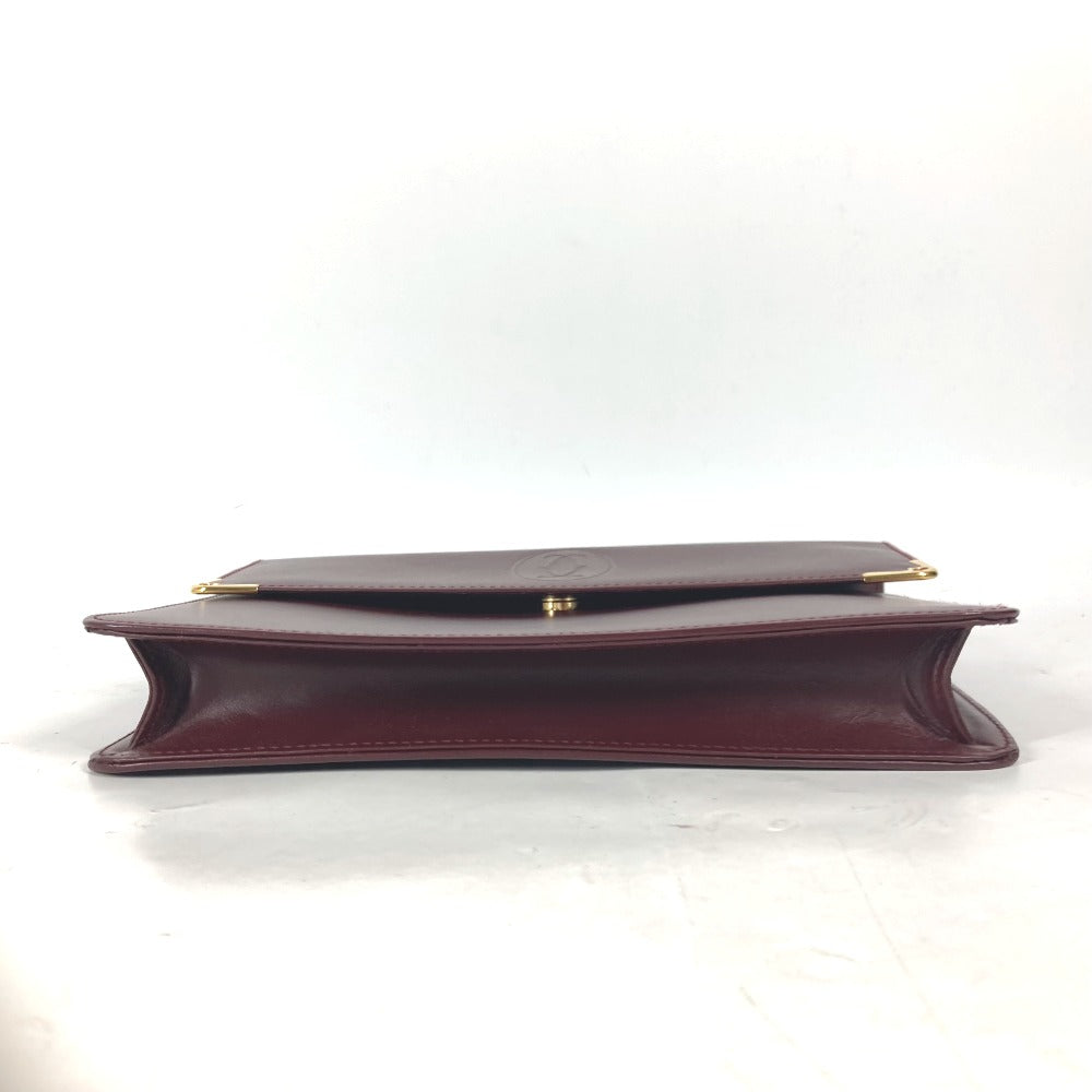CARTIER Clutch bag leather Bordeaux logo bag Must Line unisex(Unisex) Used Authentic
