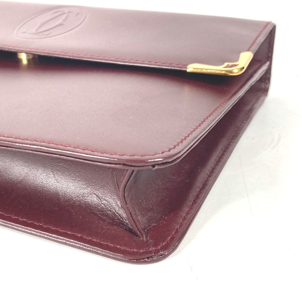 CARTIER Clutch bag leather Bordeaux logo bag Must Line unisex(Unisex) Used Authentic