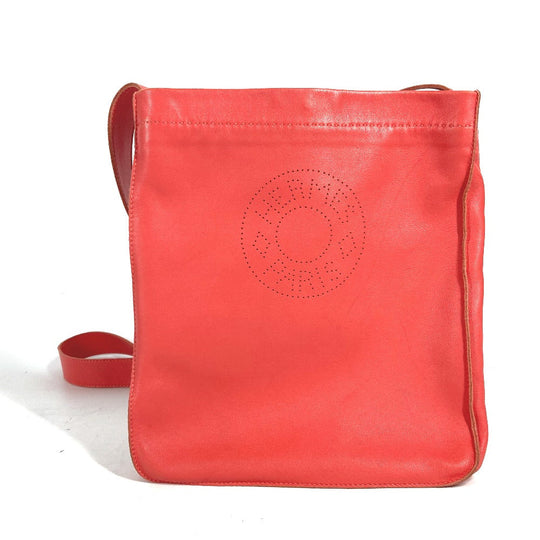 HERMES Shoulder Bag leather pink logo Serie Women Used Authentic