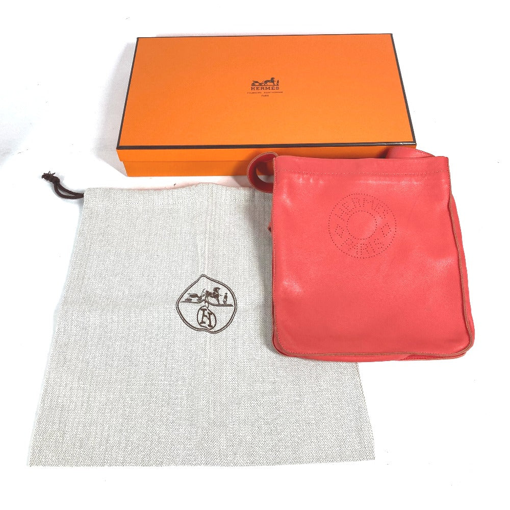 HERMES Shoulder Bag leather pink logo Serie Women Used Authentic