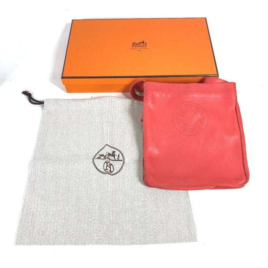 HERMES Shoulder Bag leather pink logo Serie Women Used Authentic