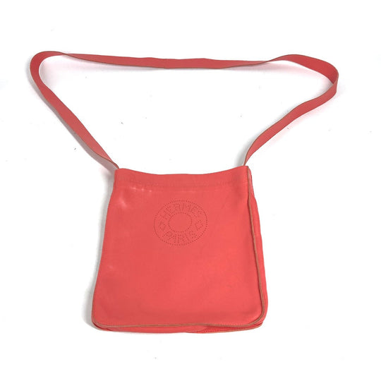 HERMES Shoulder Bag leather pink logo Serie Women Used Authentic