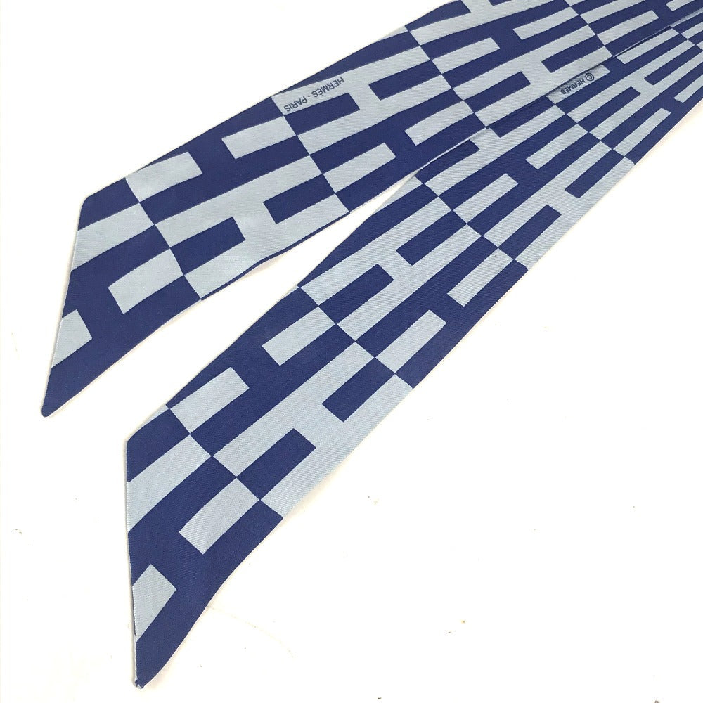 HERMES scarf silk blue Twilly Twilly Women Used Authentic