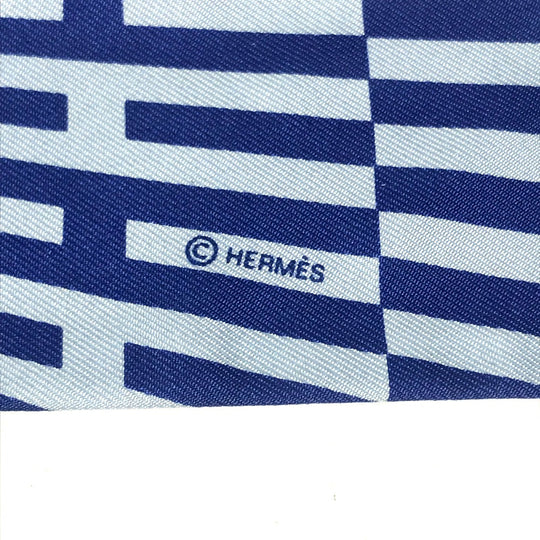 HERMES scarf silk blue Twilly Twilly Women Used Authentic