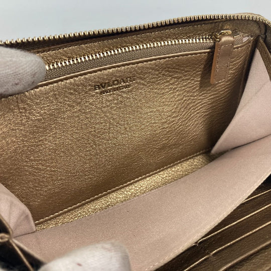 BVLGARI Long Wallet Purse 32562 leather gold S.Bulgari Solutio Bvlgari unisex(Unisex) Used Authentic