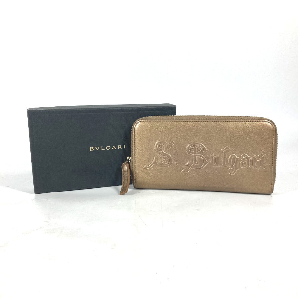 BVLGARI Long Wallet Purse 32562 leather gold S.Bulgari Solutio Bvlgari unisex(Unisex) Used Authentic