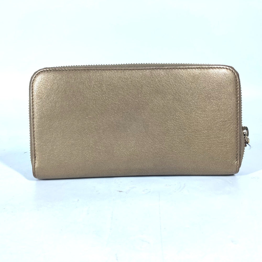 BVLGARI Long Wallet Purse 32562 leather gold S.Bulgari Solutio Bvlgari unisex(Unisex) Used Authentic