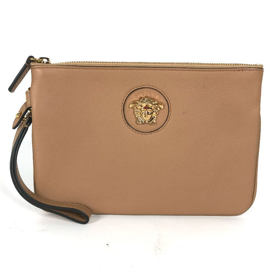 VERSACE Clutch bag leather beige Medusa unisex(Unisex) Used Authentic