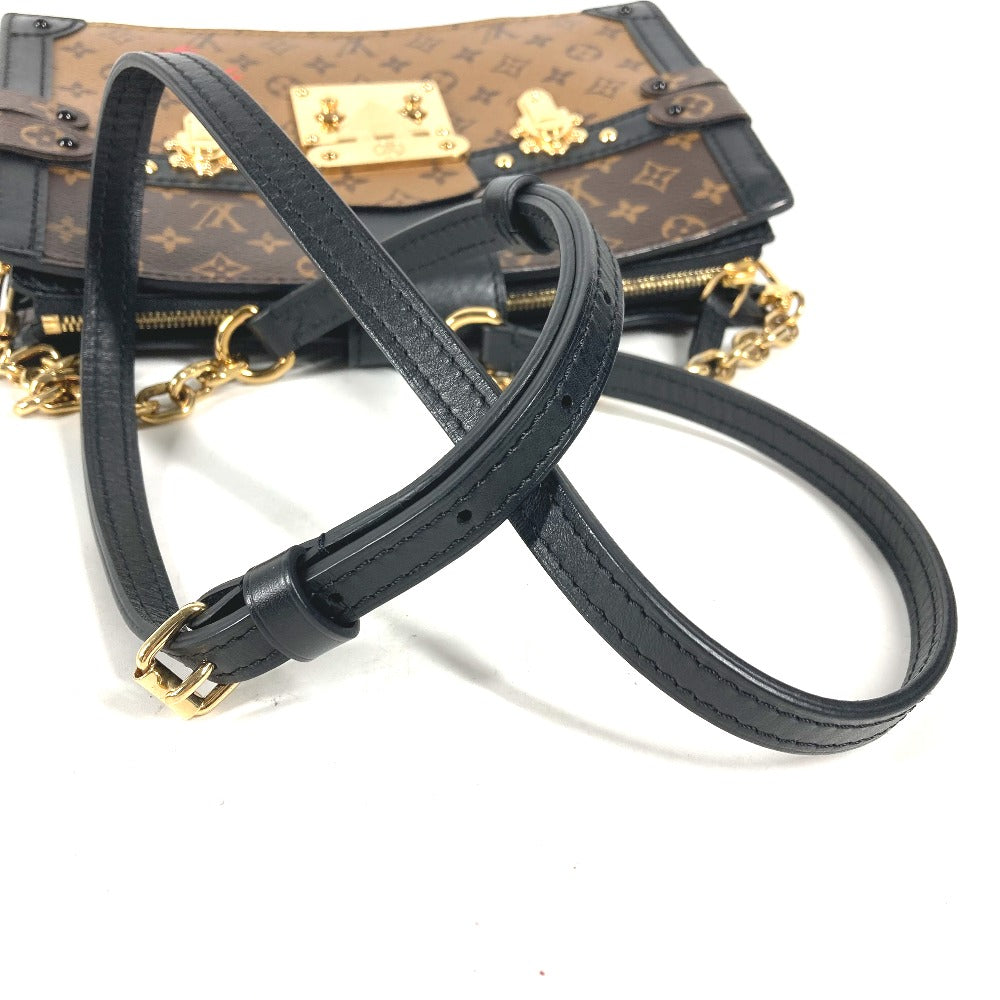 LOUIS VUITTON Shoulder Bag M43596 Monogram reverse canvas beige Monogram reverse Trunk clutch Women Used Authentic