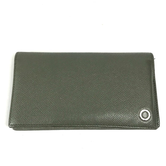 BVLGARI Long Wallet Purse leather khaki Bulgari Bulgari unisex(Unisex) Used Authentic
