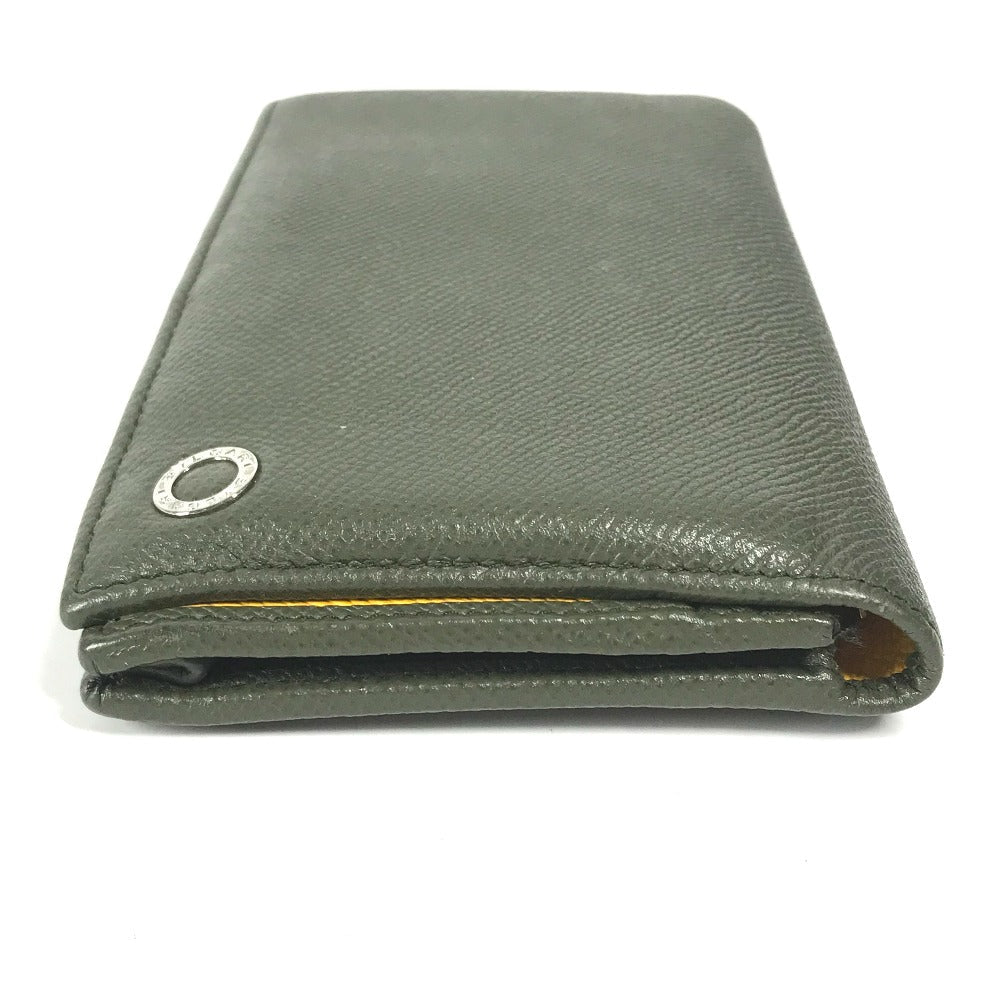 BVLGARI Long Wallet Purse leather khaki Bulgari Bulgari unisex(Unisex) Used Authentic