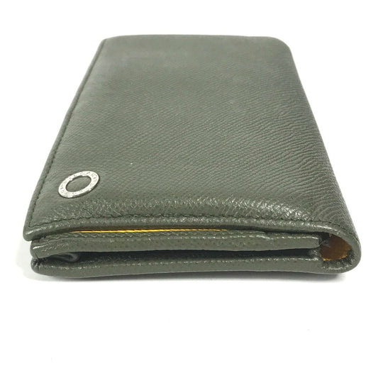 BVLGARI Long Wallet Purse leather khaki Bulgari Bulgari unisex(Unisex) Used Authentic