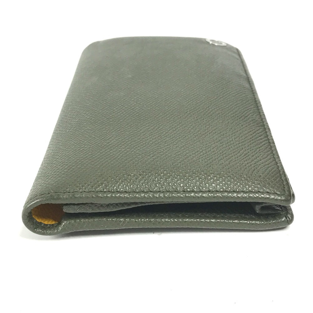 BVLGARI Long Wallet Purse leather khaki Bulgari Bulgari unisex(Unisex) Used Authentic