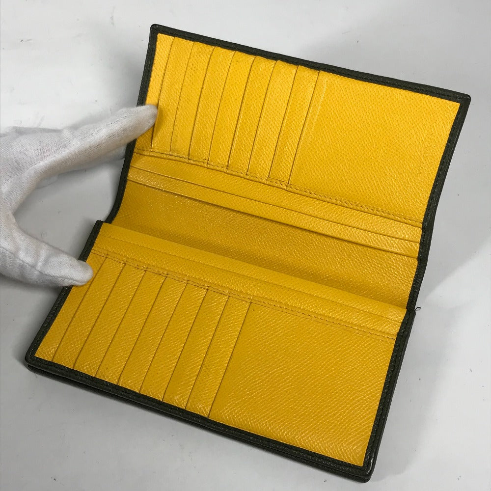 BVLGARI Long Wallet Purse leather khaki Bulgari Bulgari unisex(Unisex) Used Authentic