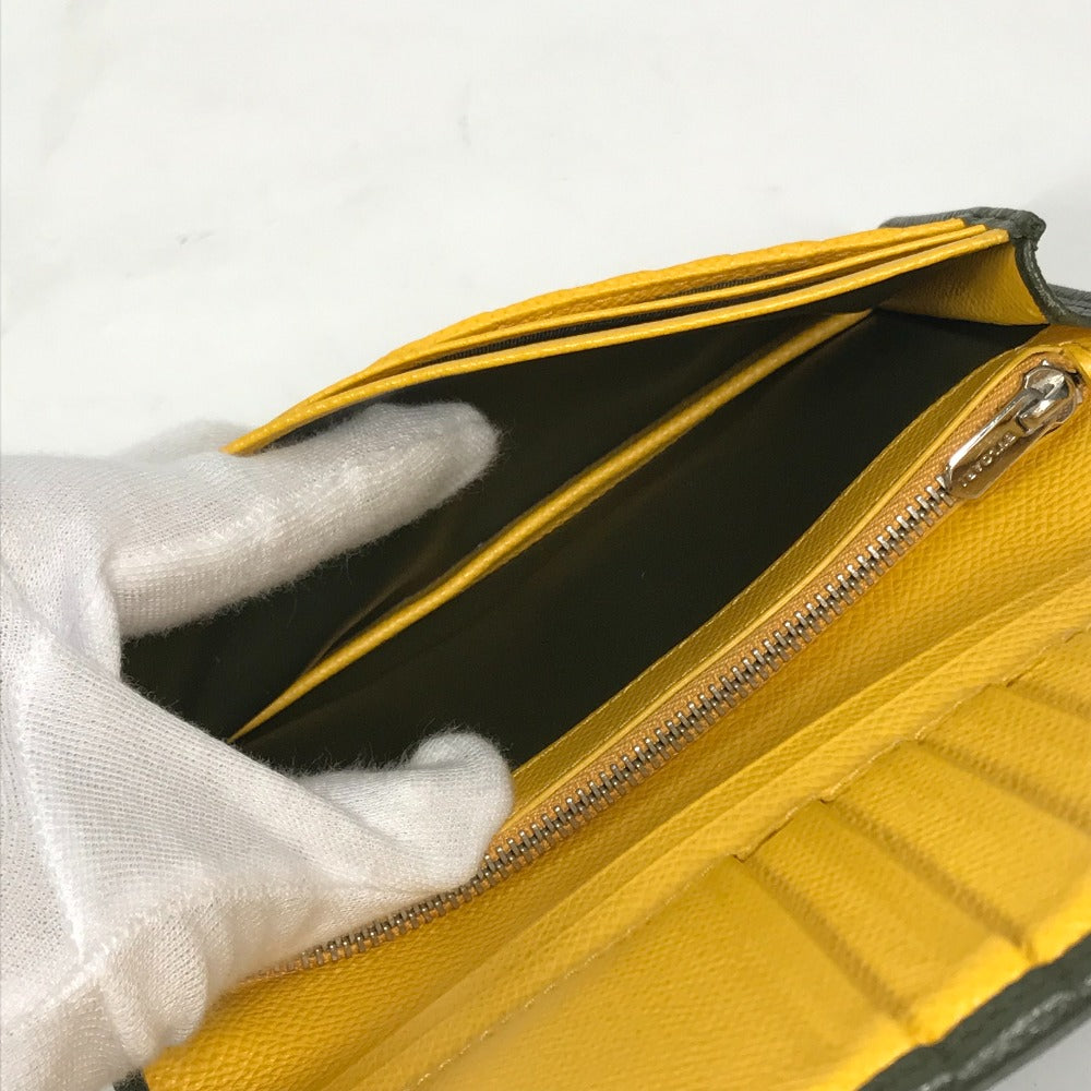 BVLGARI Long Wallet Purse leather khaki Bulgari Bulgari unisex(Unisex) Used Authentic