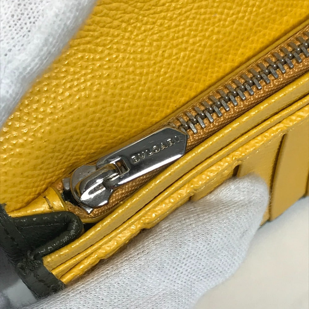 BVLGARI Long Wallet Purse leather khaki Bulgari Bulgari unisex(Unisex) Used Authentic