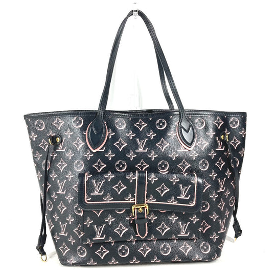 LOUIS VUITTON Shoulder Bag M46137 Leather / coated canvas black Monogram Neverfull MM Women Used Authentic
