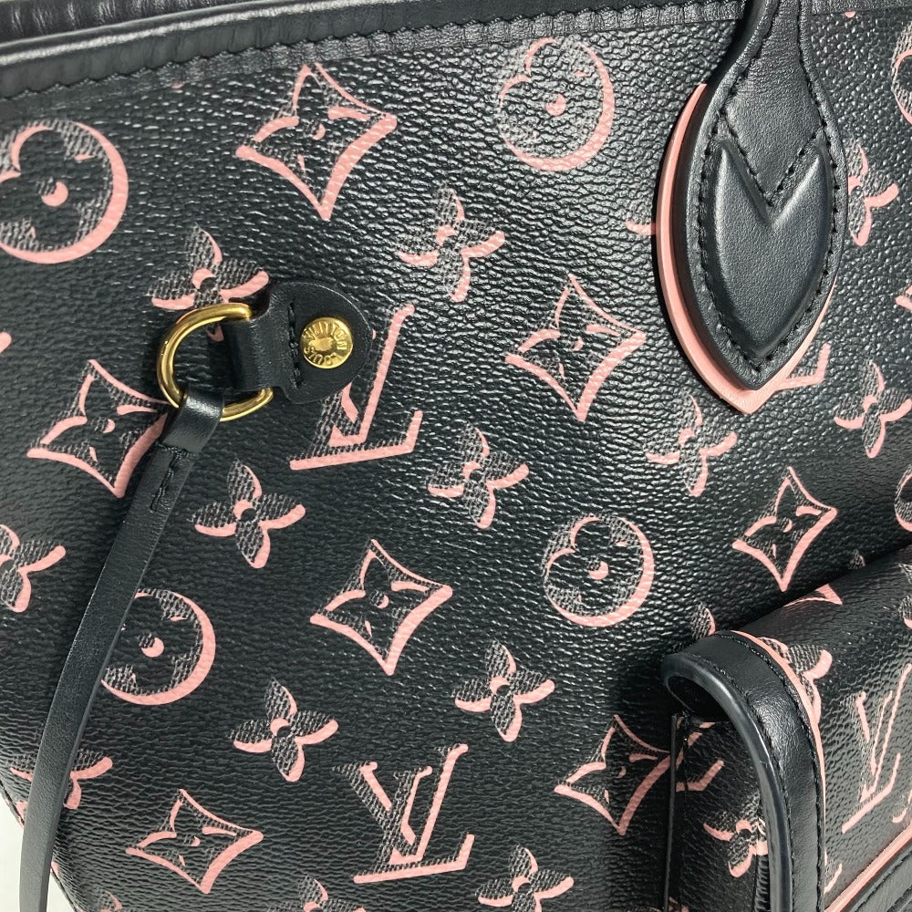 LOUIS VUITTON Shoulder Bag M46137 Leather / coated canvas black Monogram Neverfull MM Women Used Authentic