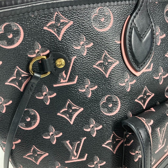 LOUIS VUITTON Shoulder Bag M46137 Leather / coated canvas black Monogram Neverfull MM Women Used Authentic