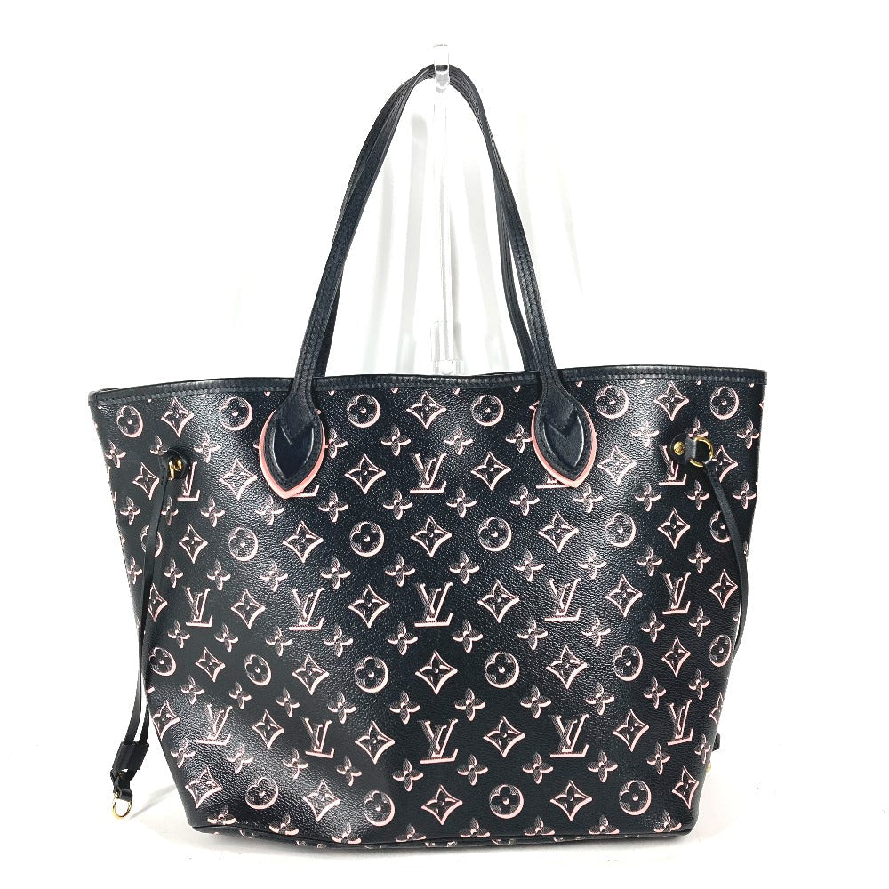LOUIS VUITTON Shoulder Bag M46137 Leather / coated canvas black Monogram Neverfull MM Women Used Authentic