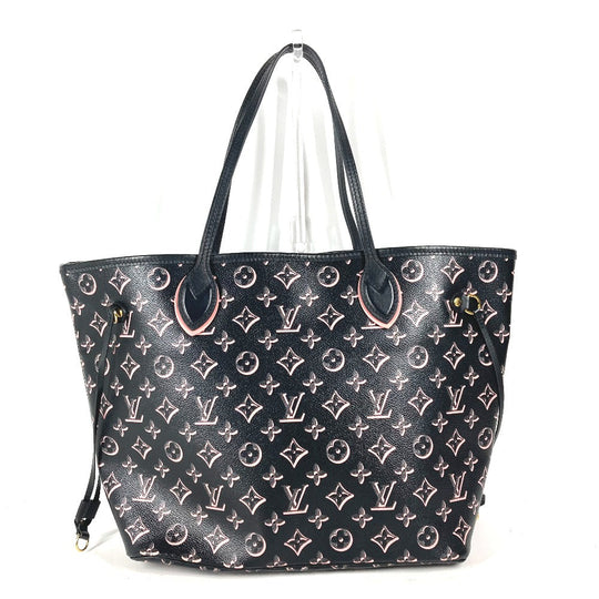 LOUIS VUITTON Shoulder Bag M46137 Leather / coated canvas black Monogram Neverfull MM Women Used Authentic