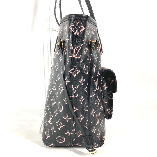 LOUIS VUITTON Shoulder Bag M46137 Leather / coated canvas black Monogram Neverfull MM Women Used Authentic
