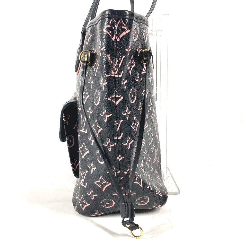 LOUIS VUITTON Shoulder Bag M46137 Leather / coated canvas black Monogram Neverfull MM Women Used Authentic