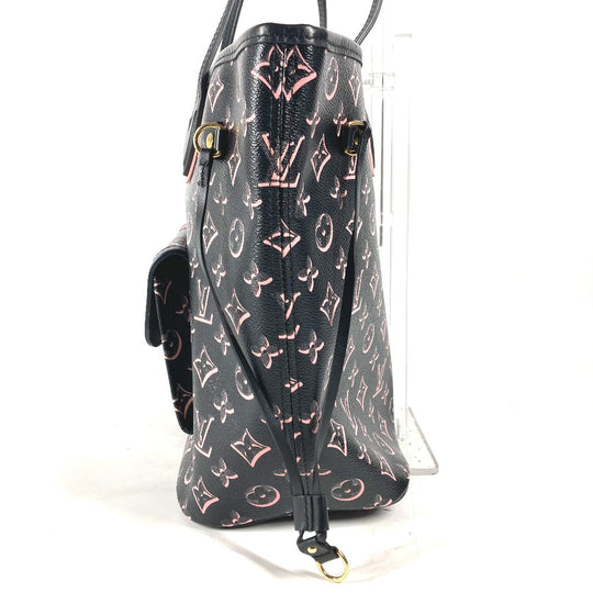 LOUIS VUITTON Shoulder Bag M46137 Leather / coated canvas black Monogram Neverfull MM Women Used Authentic
