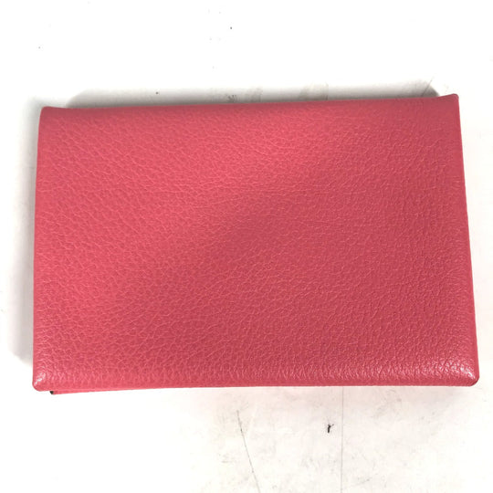 HERMES Card Case , Evercolor pink Two fold Calvi Women Used Authentic