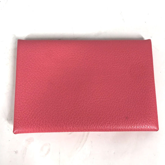 HERMES Card Case , Evercolor pink Two fold Calvi Women Used Authentic
