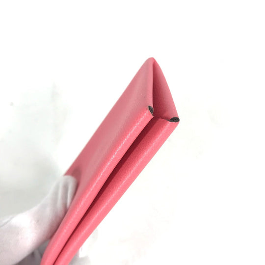 HERMES Card Case , Evercolor pink Two fold Calvi Women Used Authentic