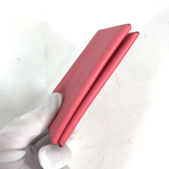 HERMES Card Case , Evercolor pink Two fold Calvi Women Used Authentic
